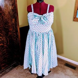 Unique Vintage Strawberry Blue sleeveless dress